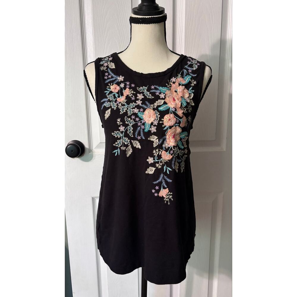 Sundance Tank Top Women's Medium Embroidered Floral Flowers